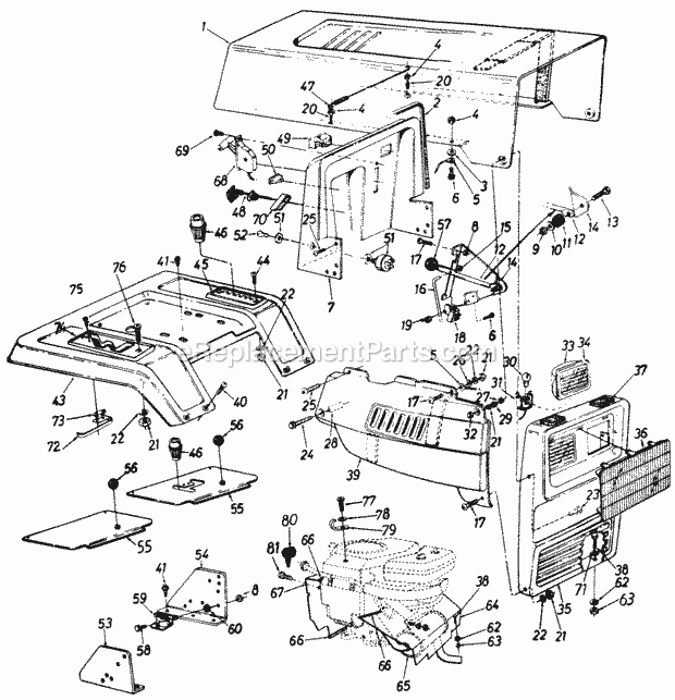 MTD 142-848H130 (1992) Lawn Tractor Hood_Assembly Diagram