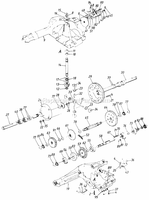 MTD 142-849H095 (1992) Lawn Tractor Transaxle Diagram