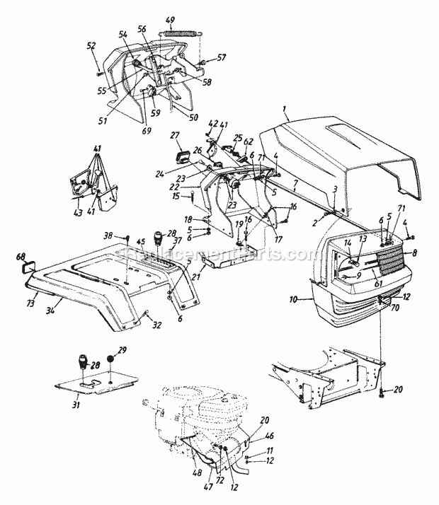 MTD 143P820H000 (1993) Lawn Tractor Hood_Style_0 Diagram