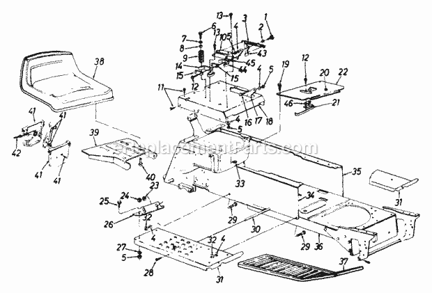 MTD 143P840H023 (1993) Lawn Tractor Seat_AssemblyFrame Diagram