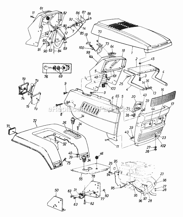 MTD 143P849H000 (1993) Lawn Tractor Hood_Style_9 Diagram