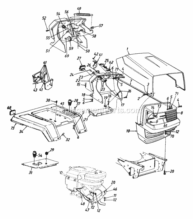 MTD 144P820H352 (1994) Lawn Tractor Hood_Style_0 Diagram