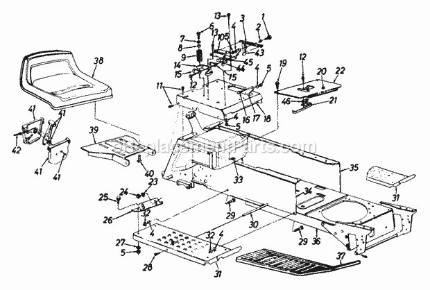 MTD 144P820H352 (1994) Lawn Tractor SeatFrame_Lower Diagram