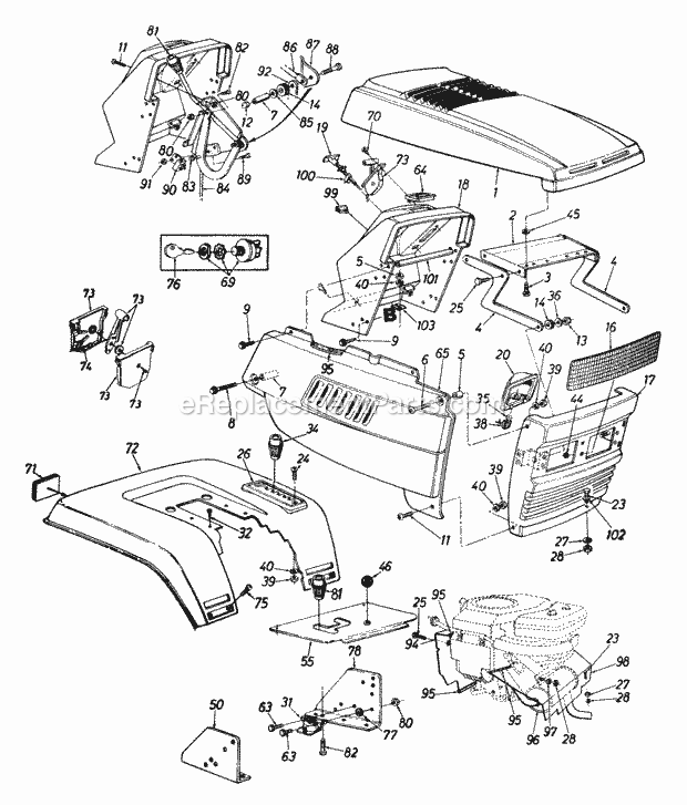MTD 144P849H000 (1994) Lawn Tractor Hood_Style_9 Diagram