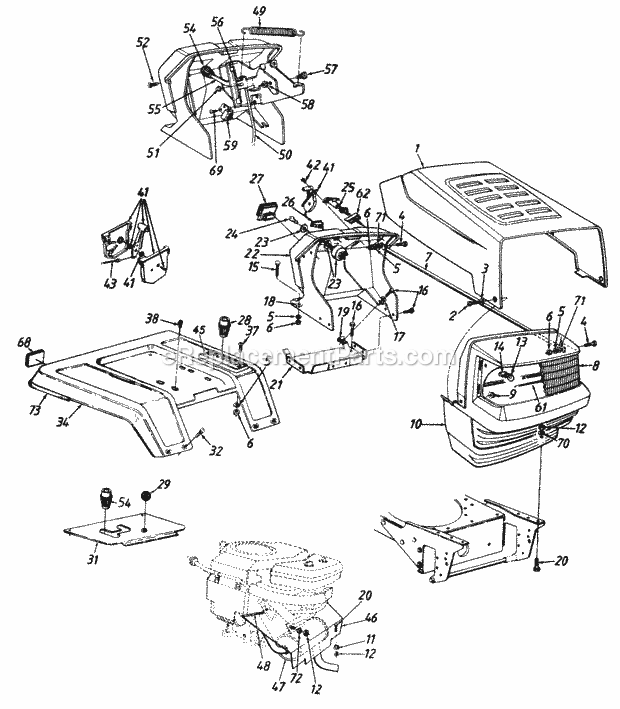 MTD 145P820H352 (1995) Lawn Tractor Hood_And_Fender_Assembly Diagram