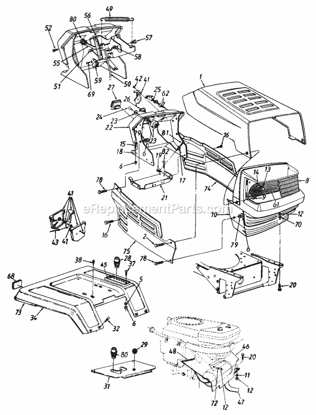 MTD 145P845H000 (1995) Lawn Tractor Hood_And_Fender_Assembly Diagram