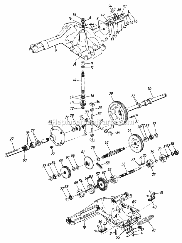 MTD 145Q828H013 (1995) Lawn Tractor Transaxle Diagram