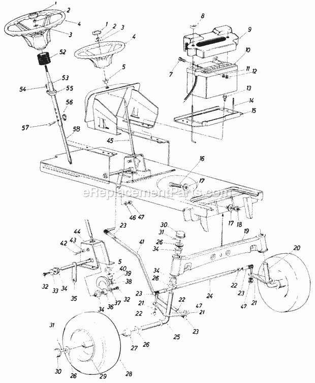 MTD 146-837-000 (1986) Lawn Tractor Steering Diagram