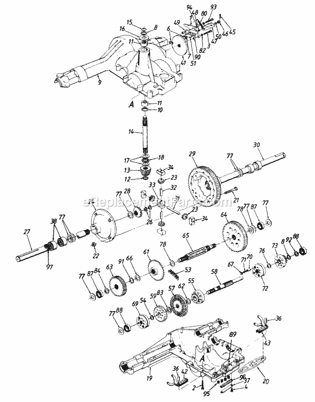 MTD 146S820H118 (1996) Lawn Tractor 548602 H - Transmission Assembly Diagram