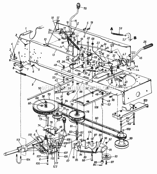 MTD 146S848H336 (1996) Lawn Tractor 4141552 DriveHitch_PlatePedal_AssemblySpeed_Control_Linkage Diagram