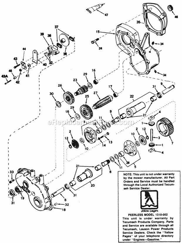 MTD 147-852-000 (1987) Lawn Tractor Transaxle Diagram