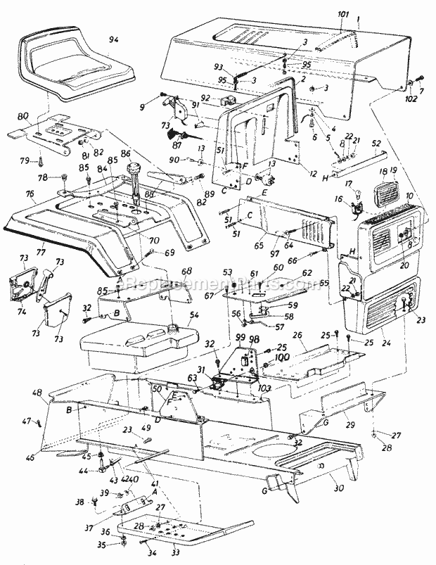 MTD 148-853-000 (1988) Lawn Tractor Page E Diagram