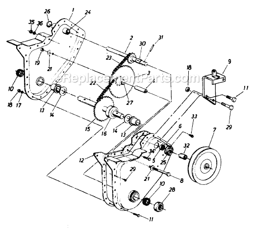 MTD 211-020-027 (1991) Tiller Page B Diagram