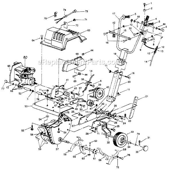 MTD 211-021-720 (1991) Tiller Page B Diagram