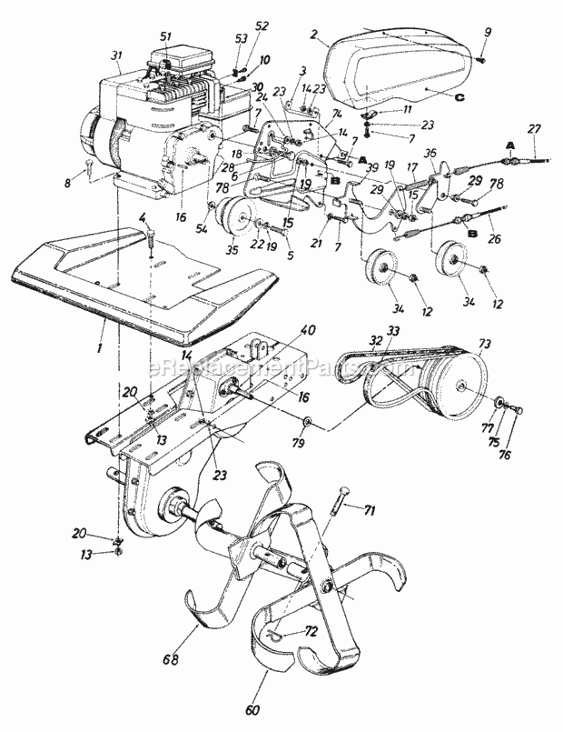 MTD 219-381-047 Tiller Page C Diagram