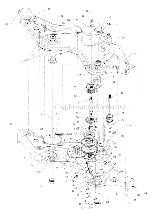 MTD 21A-458B401 (1999) Tiller Gear Case Assembly Diagram