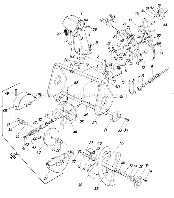 MTD 319-590-000 (1989) Snowblower Page B Diagram