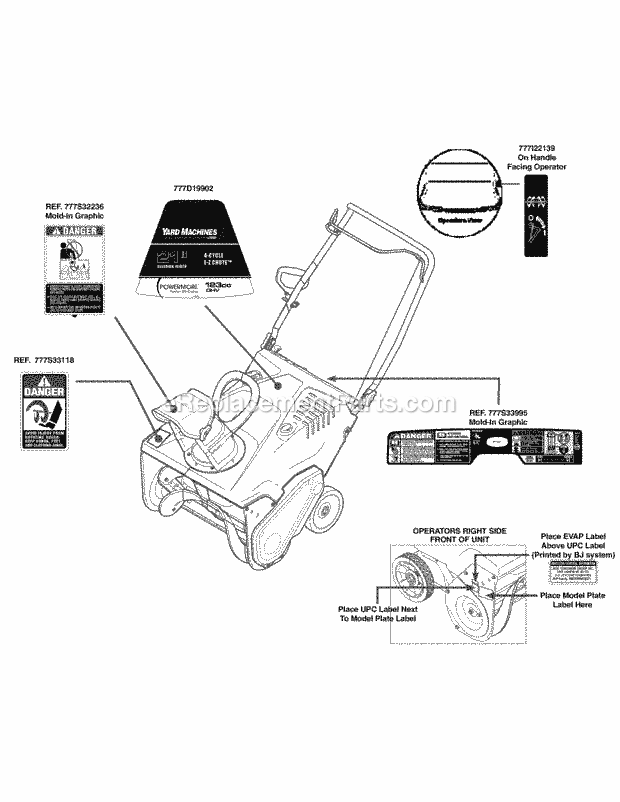 Yard Machines 31A-2M1E752 (2014) Single Stage Snow Thrower Page G Diagram