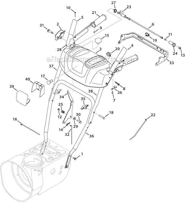 Yard Man 31AM63KE701 (2012) Two-Stage Snowblower Handle Panel Style K and L Diagram