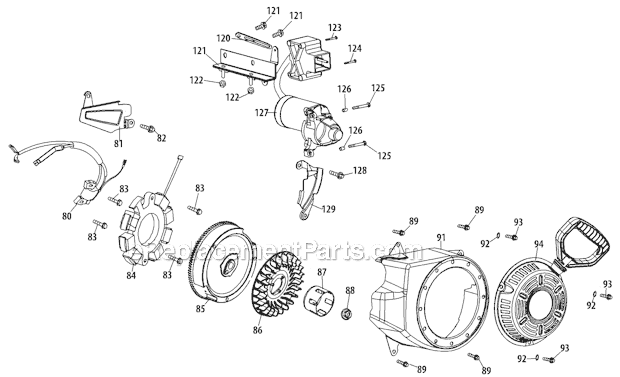 Yard Man 31AM63LF701 (2012) Two-Stage Snowblower Starter Assembly and Blower Housing Diagram