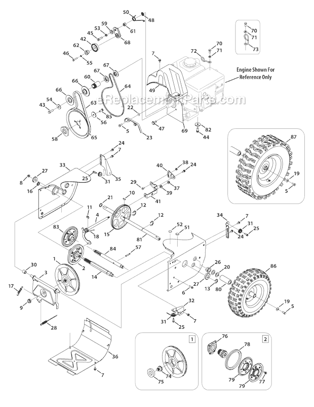 Yard Machines 31AS63EE700 (2012) Two-Stage Snowblower Drive System Diagram