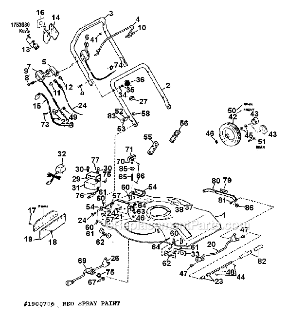 Troy-Bilt 8654RS (S/N B330100101-B330299999) 4HP-22" Self-Propelled Mulching Mower Page B Diagram