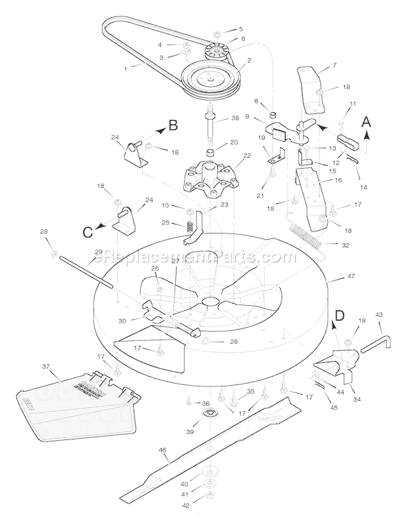 Murray 30550E (1996) Rear Engine Riders Mower Housing Diagram