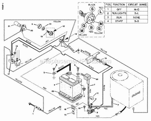 Murray 30560E (1997) Rear Engine Rider Electrical_System Diagram
