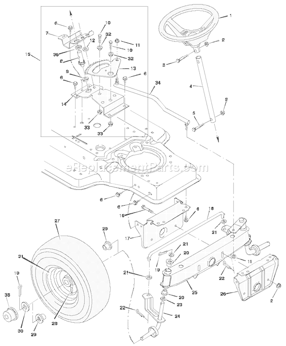 Murray 31720x51A (1997) Lawn Tractor Steering Diagram