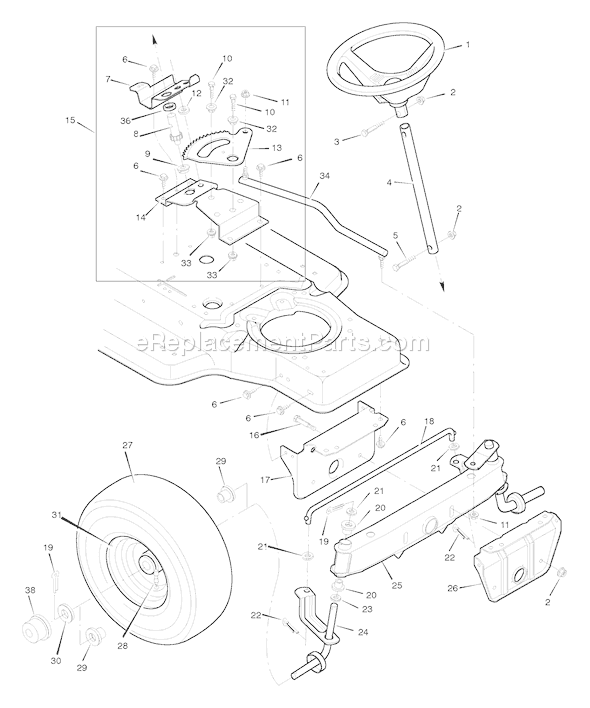 Murray 40706A (1996) Lawn Tractor Steering Diagram