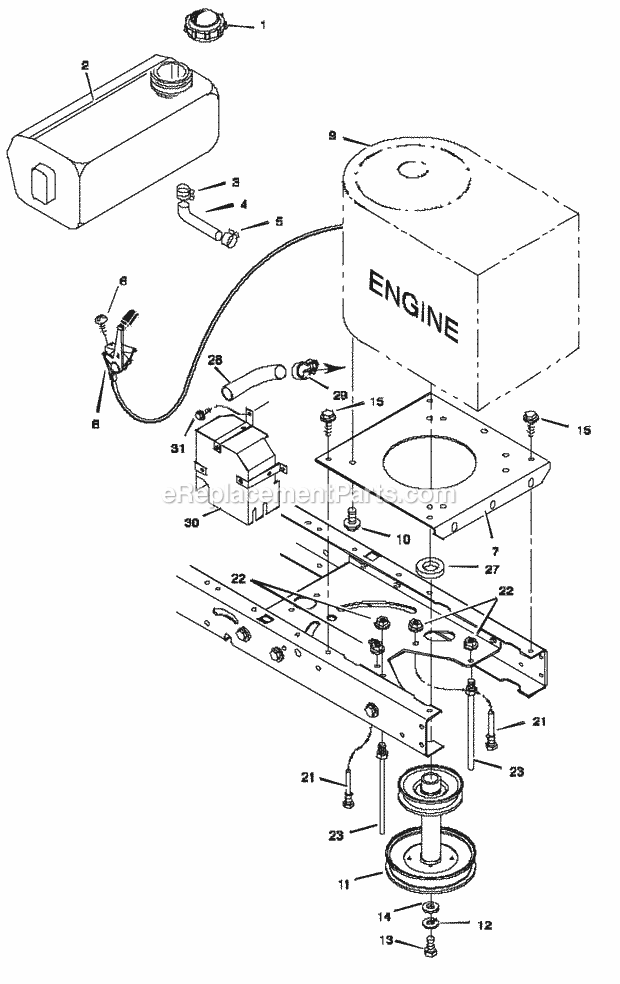 Murray 42533X30A (1997) Lawn Tractor Engine_Mount Diagram