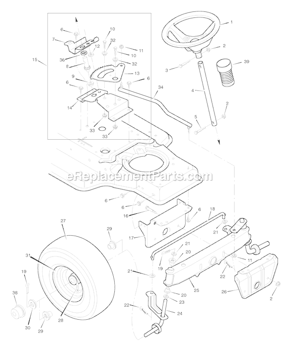 Murray 46904x92A (1996) Lawn Tractor Steering Diagram