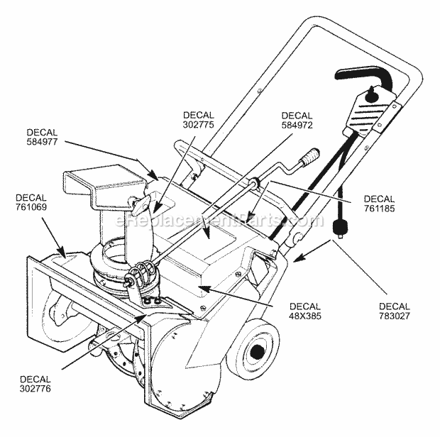 Murray 620000X30NA (2002) Single Stage Snow Thrower Decals Diagram