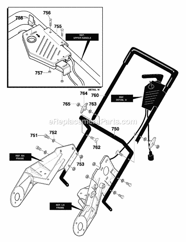 Murray 620000X30NA (2002) Single Stage Snow Thrower Handle_Assembly Diagram
