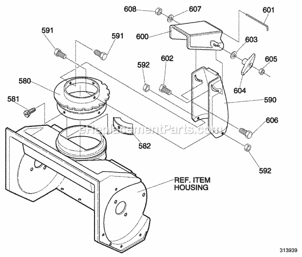 Murray 620301X61NB (2003) Single Stage Snow Thrower Discharge_Chute Diagram