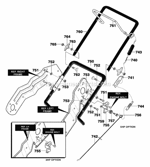 Murray 621451X85NA (2002) Single Stage Snow Thrower Handle_Assembly Diagram