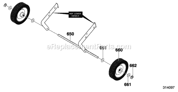 Murray 621451X85NB (2003) Single Stage Snow Thrower Wheels Diagram