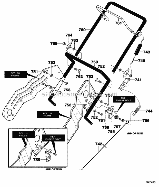 Murray 621451X85NB (2003) Single Stage Snow Thrower Handle_Assembly Diagram