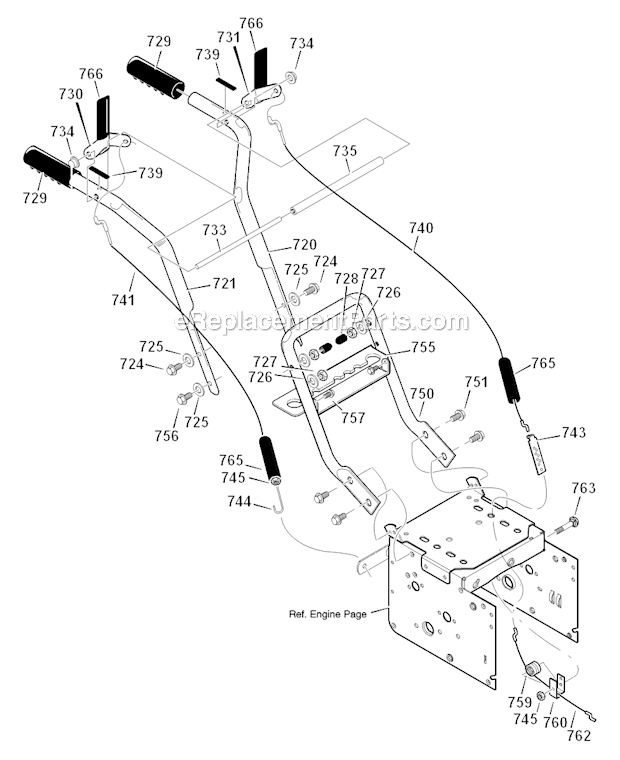 Murray 622505X0B Dual Stage Snow Thrower Handle_Assembly Diagram