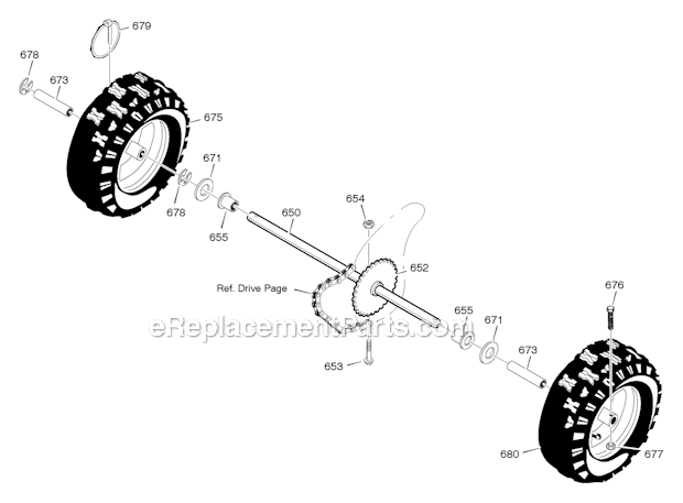 Murray 622505X0B Dual Stage Snow Thrower Wheels Diagram