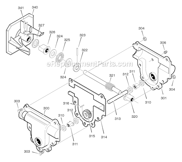 Murray 622505X0B Dual Stage Snow Thrower Gear_Case Diagram