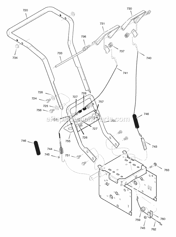 Murray 622505X4B (2004) Dual Stage Snow Thrower Handle_Assembly Diagram