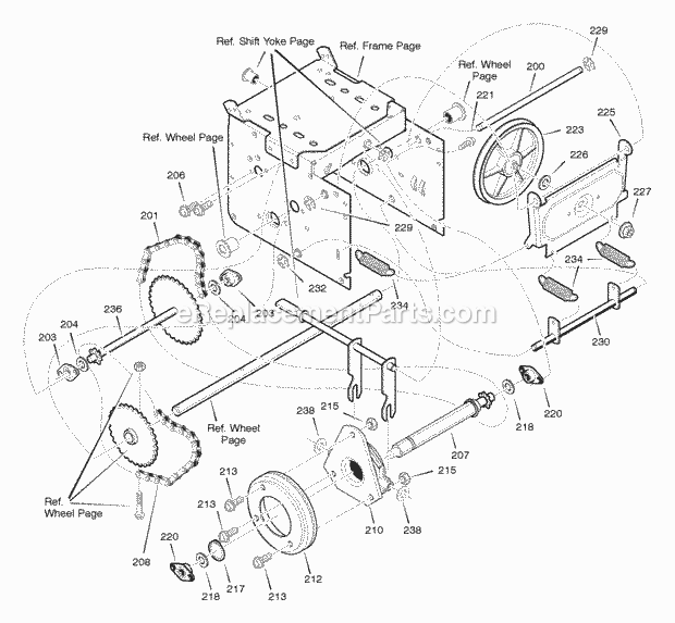 Murray 622505X4B (2004) Dual Stage Snow Thrower Drive Diagram