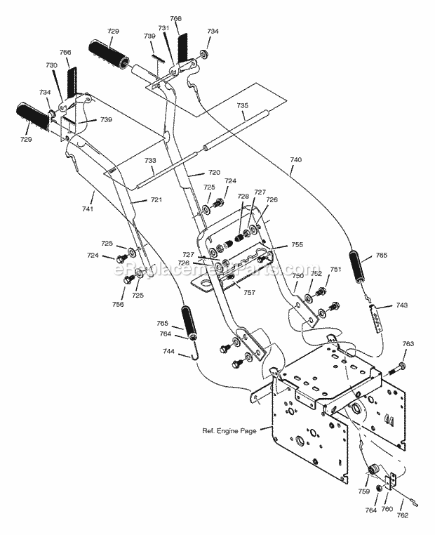 Murray 624504X4C (2001) Dual Stage Snow Thrower Handle_Assembly Diagram