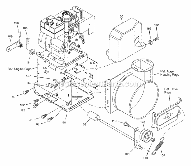 Murray 624504X5C (2004) Dual Stage Snow Thrower Frame Diagram