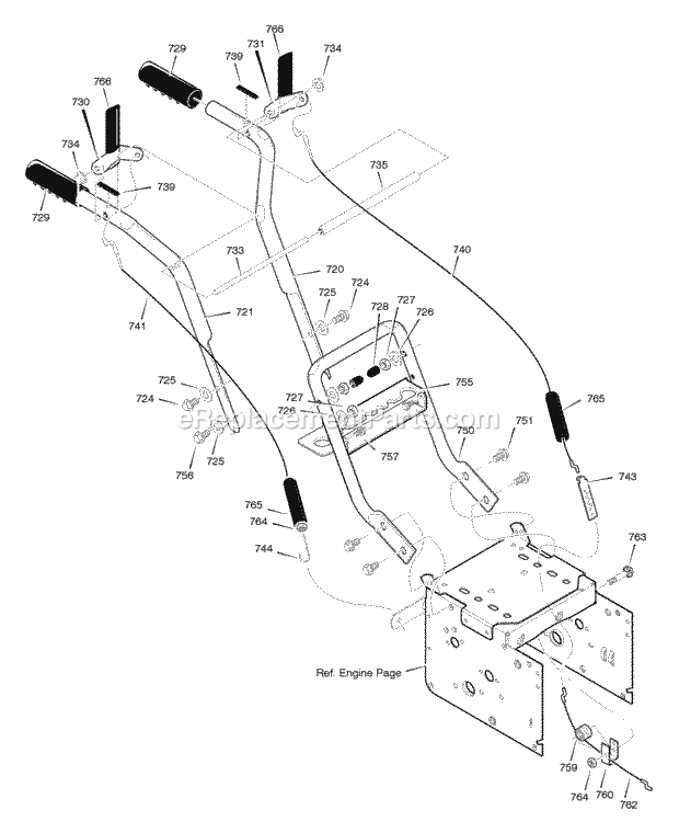 Murray 624504X5C (2004) Dual Stage Snow Thrower Handle_Assembly Diagram