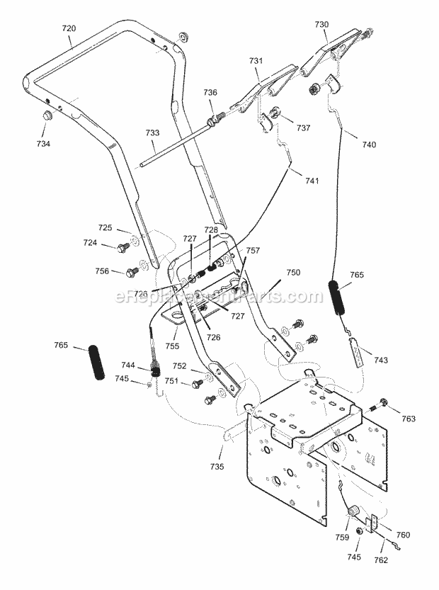 Murray 624505X85D (2002) Dual Stage Snow Thrower Handle_Assembly Diagram