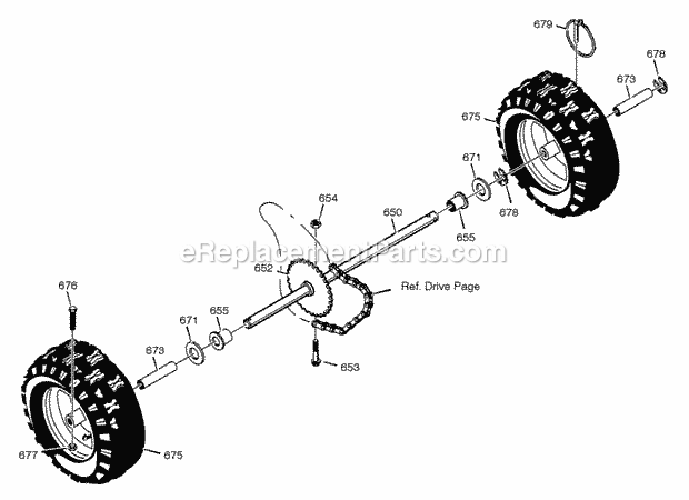 Murray 624509X4A (2001) Dual Stage Snow Thrower Wheels Diagram