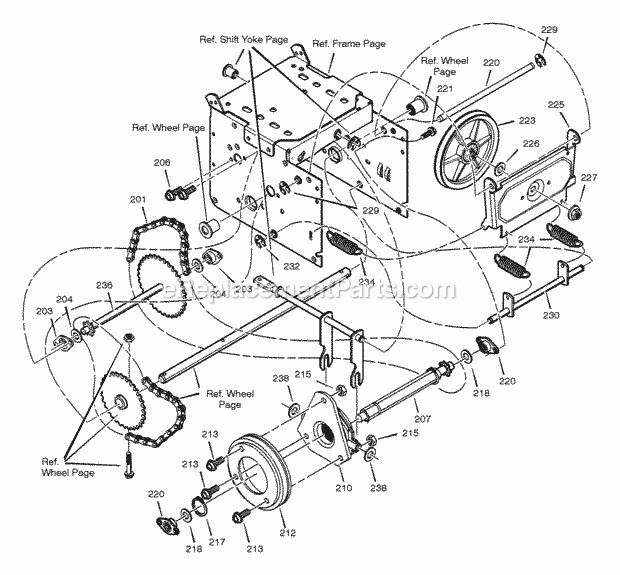 Murray 624509X4A (2001) Dual Stage Snow Thrower Drive Diagram