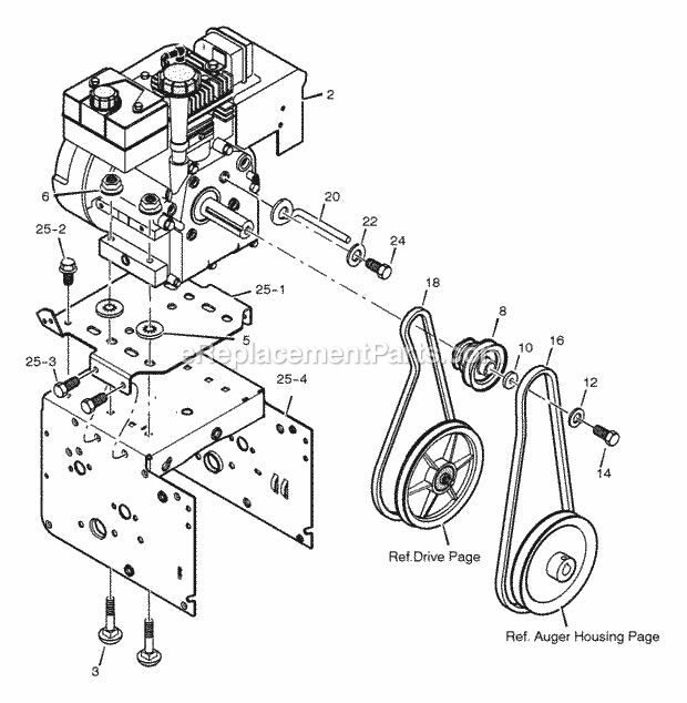 Murray 624509X4A (2001) Dual Stage Snow Thrower Engine Diagram